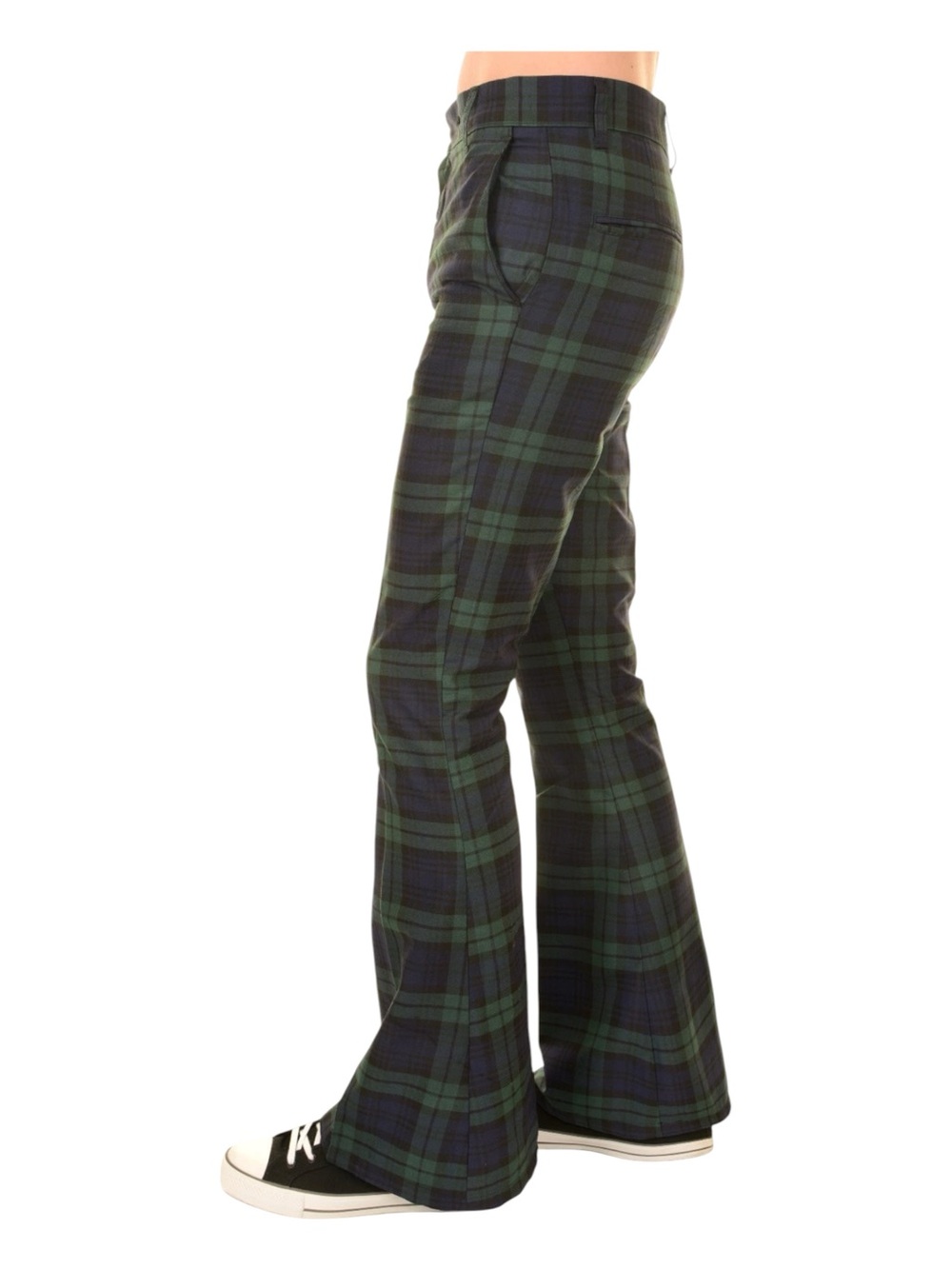 Run and Fly Blackwatch Tartan Plaid Bell Bottom Trousers Size 36L NWT